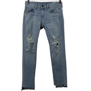 Rag & Bone Size 25 Dre Capri Distressed Jeans Frayed‎ Step Hem Light Wash Marina